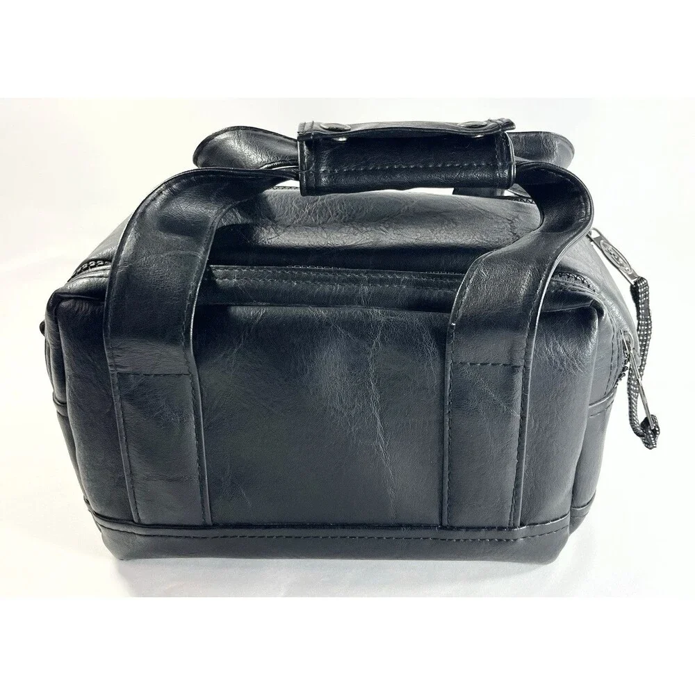 Vintage Z STREET Leather Camera Camcorder Zipper Bag with Handle